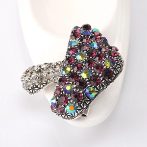 Vintage style hair clip with purple and AB iridescent rhinestones on silver-tone alloy
