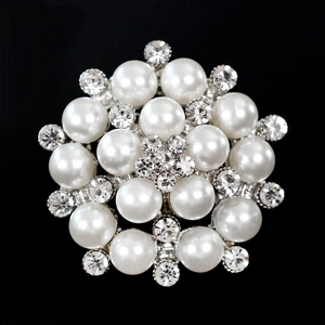 Elegante Spilla A Fiore Circolare Con Strass In Lega E Imitazione Perla Artificial Per Donna Matrimonio Festa Accessori Abbigliamento