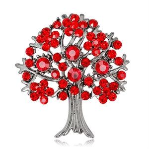 Spilla ad Albero della Vita in Lega con Strass Pin di Gioielleria di Moda per Matrimonio Banchetto Festa Accessori per Abiti