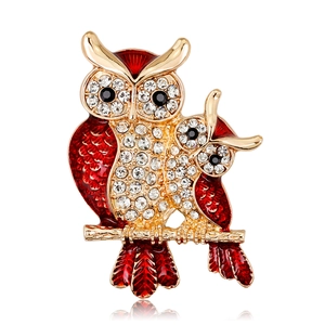 Fashion Owl Brooch Pin For Women Alloy Rhinestone Enamel Animal Breastpin Vintage Jewelry Accessory For Party Banquet Daily