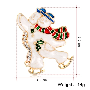 Detaillierte Weihnachts-Schneemann-Brosche, Größe 3,9cm x 4,0cm und Gewicht 14g