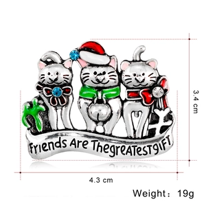Weihnachts-Katzenbrosche mit drei Kätzchen und dekorativer Gravur für Freunde