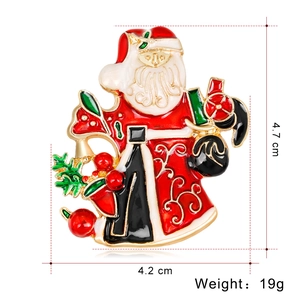 Detailansicht der Weihnachtsmann-Brosche mit Maßen 4,7cm x 4,2cm und einem Gewicht von 19g