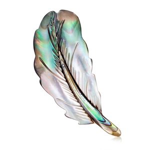 Elegante verenvormige broche van natuurlijke abalone schelp met iriserende parelmoerglans
