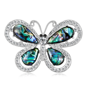 Spilla a Farfalla in Conchiglia di Abalone Naturale per Donna Elegante Corsage Animale Con Strass Intarsiati Gioielli di Moda