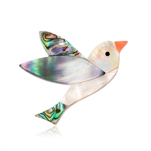 Broche Oiseau en Coquille d'Abalone Naturelle Nacre Forme d'Animal Épingle pour Femme Mode Banquet Mariage Bijoux