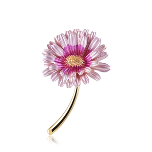 Elegante Spilla a Forma di Margherita in Lega di Smalto Stile Coreano Rosa Viola Sfumato Corsage Donna Gioielli alla Moda