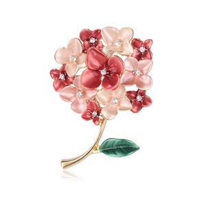 Alloy Enamel Flower Brooch Rhinestone Artificial Pearl Floral Corsage Elegant Pin For Women