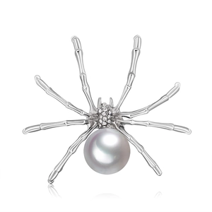 Vintage Gothic Alloy Spider Brooch With Large Artificial Pearl And Sparkling Rhinestones Fashion Animal Breastpin Jewelry For Women Accessory