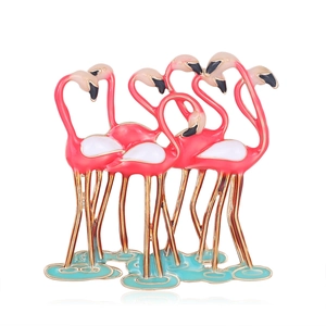 Spilla a Gruppo di Fenicottero Rosa in Lega Smalto a Goccia per Donna Moda Stile Coreano Animale Spilla da Risvolto Gioielli Regalo