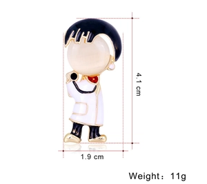 Cartoon doctor brooch dimensions 4.1cm by 1.9cm with enamel and opal stone details