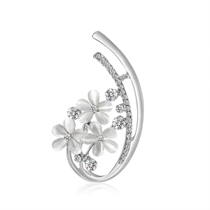 Élégante Broche Fleur en Alliage pour Femme Avec Pierre Œil de Chat et Strass Broche au Design Floral Bijoux Cadeau