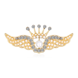 Broche Couronne Ailes d'Ange Style Palais Vintage en Alliage Avec Künstliche Perles d'Imitation et Strass pour Femmes Mariage Bijoux