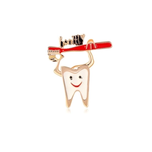 Kreativ Cartoon Zahn Zahnbürste Emaille Brosche Für Damen Legierung Healthy Dental Thema Anstecknadel Mode Schmuck Geschenk