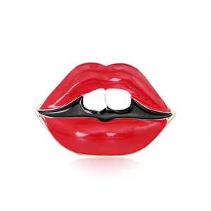 Broche en Émail Lèvres Rouges à la Mode pour Femmes Bijoux de Bouche Pop Art en Alliage Strass pour Costumes et Robes