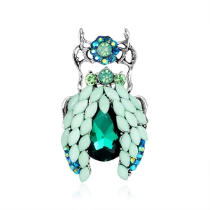 Vintage Alloy Rhinestone Beetle Brooch Pin Green Crystal Insect Brooch For Women Fashion Jewelry Gift For Clothing Accessory