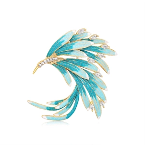 Vintage Phoenix Brooch For Women Gold Plated Alloy Enamel Bird Shape Rhinestone Inlaid Elegant Suit Corsage Pin Jewelry Gift