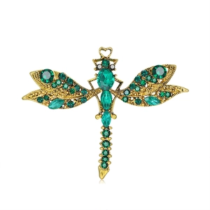 Vintage Alloy Dragonfly Brooch Rhinestone Inlaid Insect Pin For Women Men Fashion Clothing Jewelry Accessories Brooch