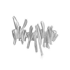 Irregular Liquid Metal Brooch Silver Plated Abstract Melted Style Minimalist Geometric Clothing Pin For Men Women Accessory