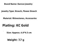 Detailed size and material specification chart for the colorful rhinestone dragonfly brooch