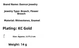 Detailed specs of Christmas tree brooch with rhinestones and KC gold plating
