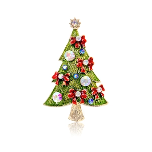 Creative Christmas Tree Brooch With Alloy Rhinestone Enamel Bow Festive Brooch Pin For Women Men Fashion Jewelry Gift