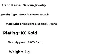 Technical specifications chart for Christmas tree brooch with rhinestones and pearls