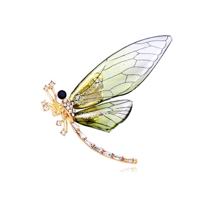 Fashion Alloy Rhinestone Dragonfly Brooch For Women Men Vintage Animal Insect Suit Pin Crystal Gradient Wing Accessories