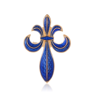 Vintage Palace Geometric Fleur-De-Lis Brooch Zinc Alloy Enamel Drip Oil Corsage Gold Tone Retro Jewelry Accessory For Men Women
