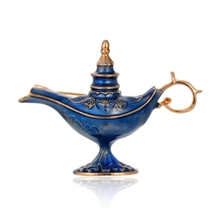 Vintage Exotic Aladdin Magic Lamp Brooch Pin Zinc Alloy Enamel Drip Oil Fashion Lapel Pin For Women Men Jewelry Gift