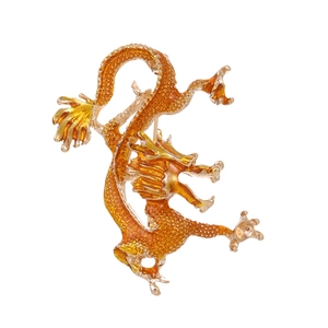 Broche Dragon Chinois Vintage pour Hommes Femmes Alliage de Zinc Émail Strass Accessoire de Costume Animal Bijoux Zodiaque Cadeau