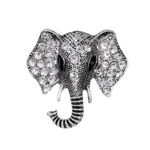 Vintage Olifantenkop Broche Zinklegering Strass Dier Reversspeld Antiek Zilver Goud Broches Voor Dames Feest Cadeau