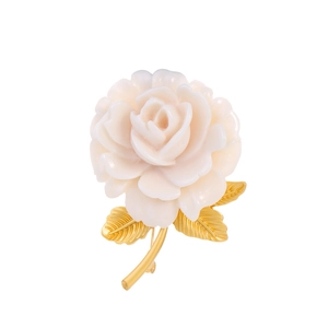 Elegant French Vintage Rose Brooch For Women Creamy White Resin Petal Zinc Alloy Pin Flower Jewelry Accessories For Suits