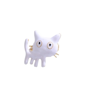 Spilla gatto bianco carino in smalto per abbigliamento donna dal design artistico