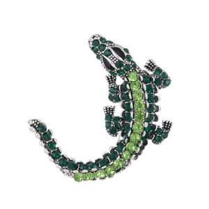 Vintage Zinc Alloy Crocodile Animal Brooch Pin For Men Women Inlaid Rhinestone Lizard Shape Fashion Jewelry Accessories