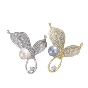 Spille eleganti a doppia foglia con perle e cristalli in finitura oro e argento