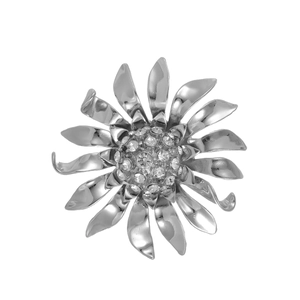 Broche Tournesol en Alliage de Zinc Argenté avec Strass et Perle Artificielle Broche Fleur Exquise pour Femme Costume Manteau