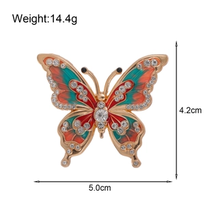 Eleganter Schmetterlings-Brosche mit buntem Emaille-Verlauf und Strasssteinen 5,0 cm