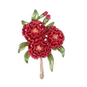 Pastoral Style Alloy Carnation Brooch For Women Elegant Drip Oil Enamel Floral Pin Gold Plated Suits Dress Breastpin Jewelry Gift