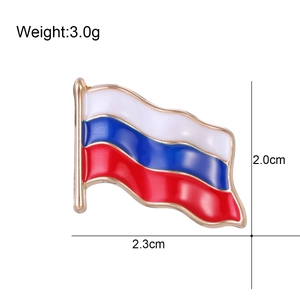 Broche en métal drapeau russe émaillé avec finition dorée taille 23mm