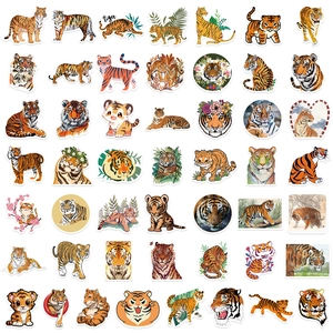50 PCS assorted cartoon tiger stickers for DIY luggage, laptops, and skateboards set