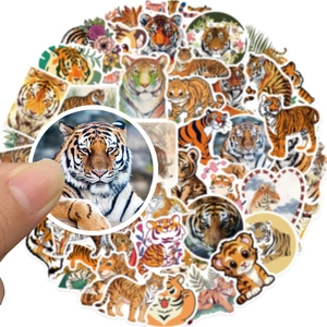 50-pack of diverse cartoon tiger stickers for scrapbooking and luggage decoration