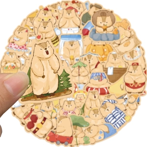 Lot de 50 autocollants de marmotte mignons, stickers imperméables pour scrapbooking DIY