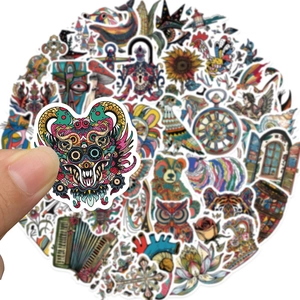 50 pieces of weird psychedelic art stickers for laptop skateboard and water bottles