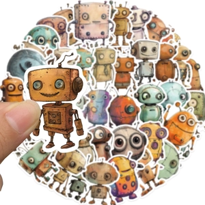 50pcs whimsical robot graffiti stickers for DIY phone cases and waterproof journals