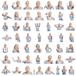 Lot de 49 autocollants drôles de femme blonde pour décorations de PC et scrapbooking