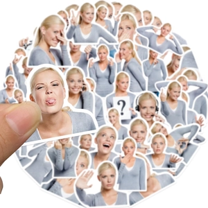 50 autocollants drôles de mèmes de femme blonde pour décorer ordinateurs et téléphones