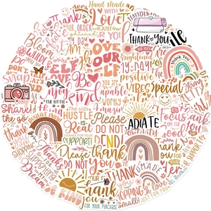 Detailed set of Boho style waterproof PVC stickers with rainbow and floral patterns