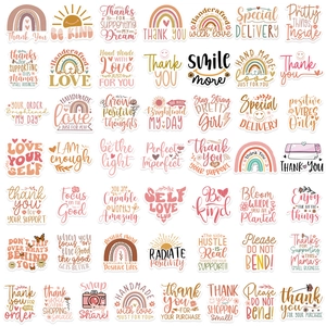 50pcs BOHO aesthetic stickers with rainbow and sun patterns for scrapbooking decor