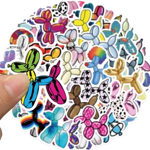 50pcs waterproof colorful rainbow balloon dog stickers for DIY luggage and water bottles